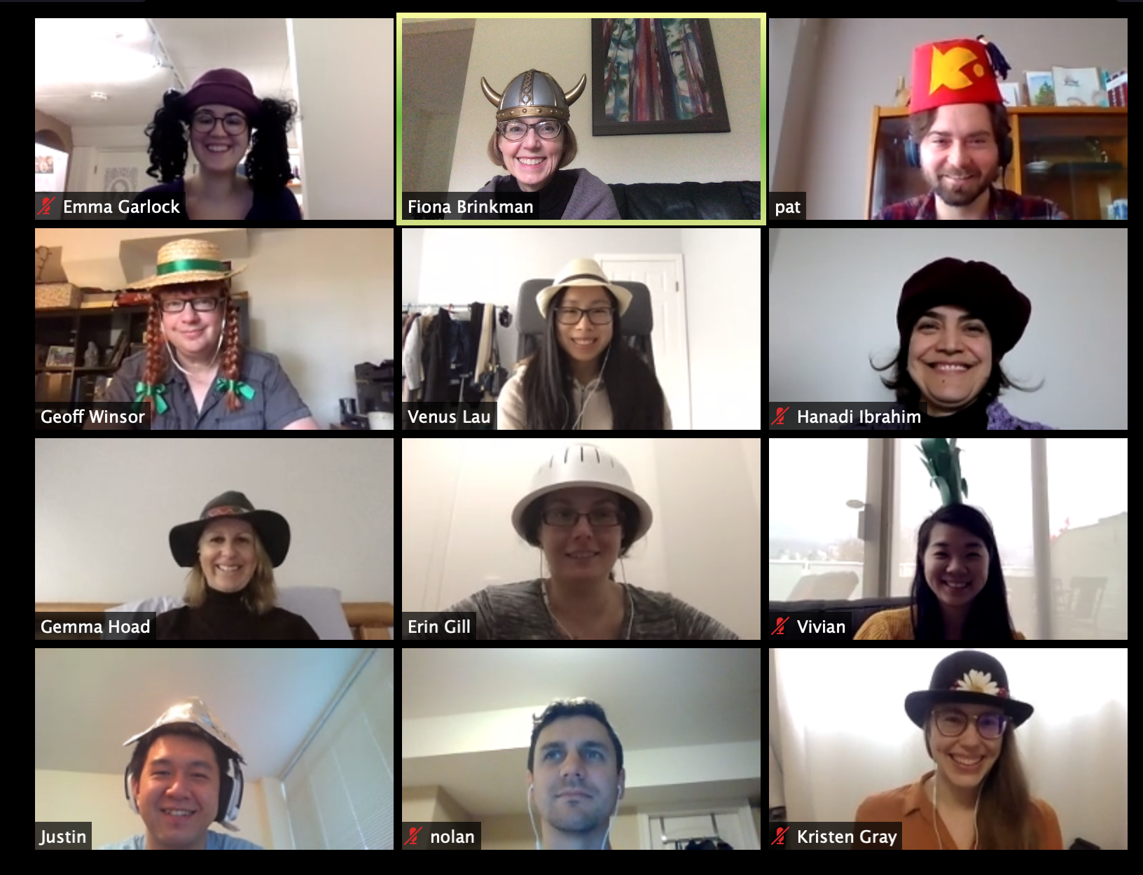 Lab Zoom with Hats Day, April 2020